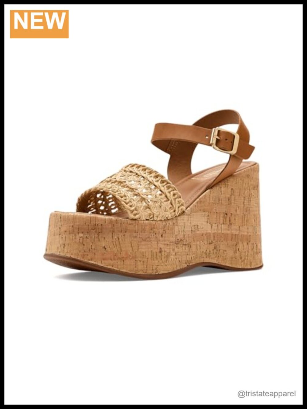 Willow Platform Wedge Sandals Faux Leather Cork Woven Raffia Casual